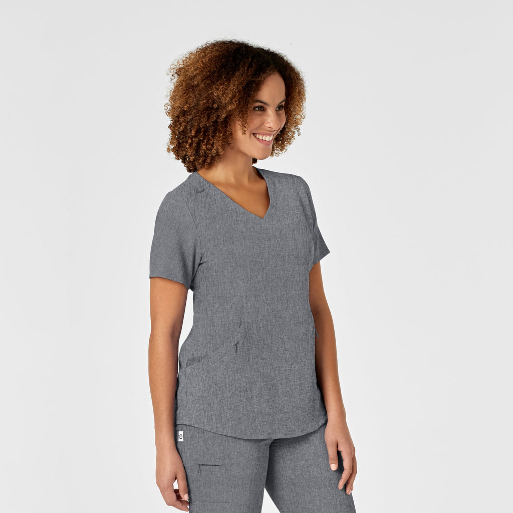 RENEW 6134 V-Neck Scrub Top Grey Heather