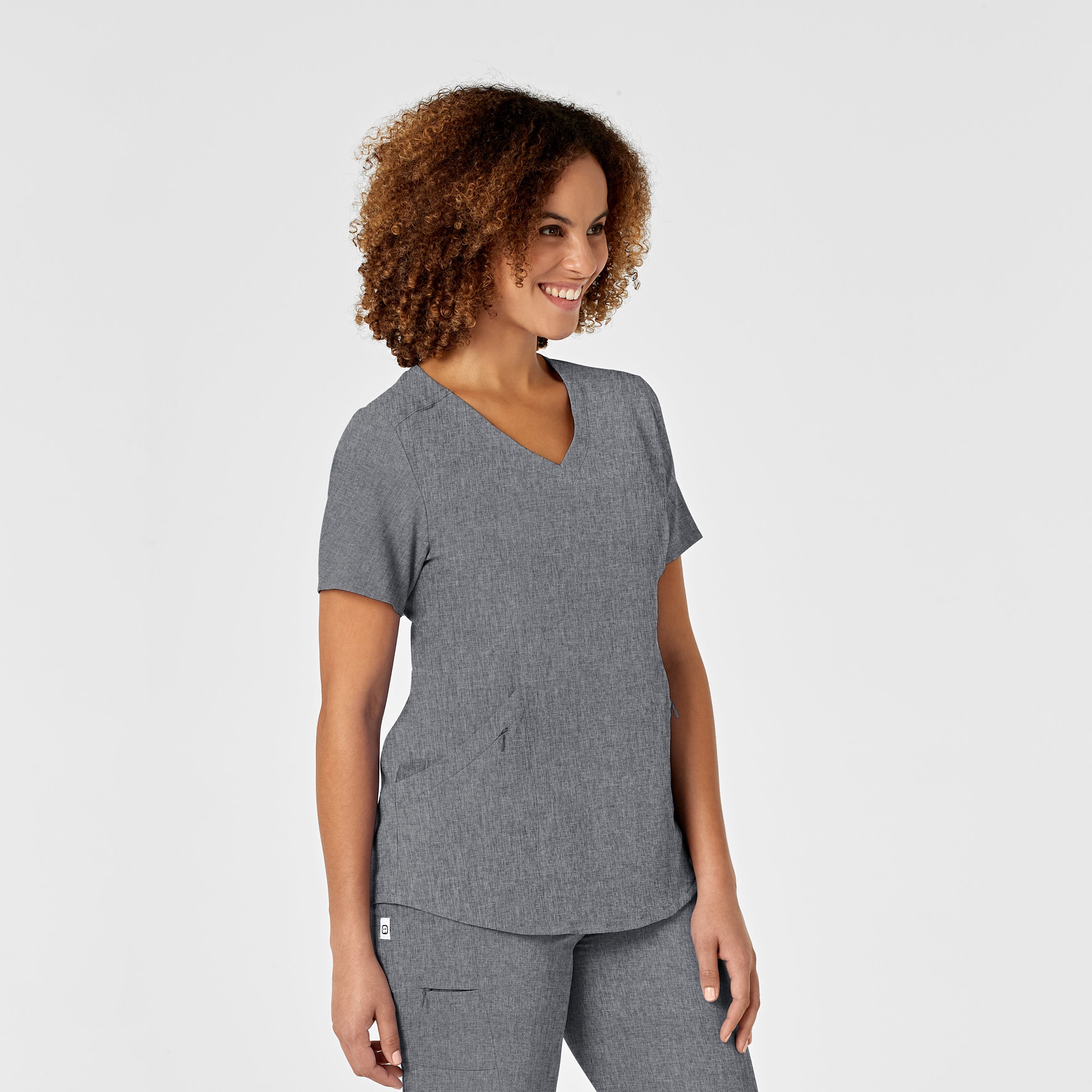 RENEW 6134 V-Neck Scrub Top Grey Heather