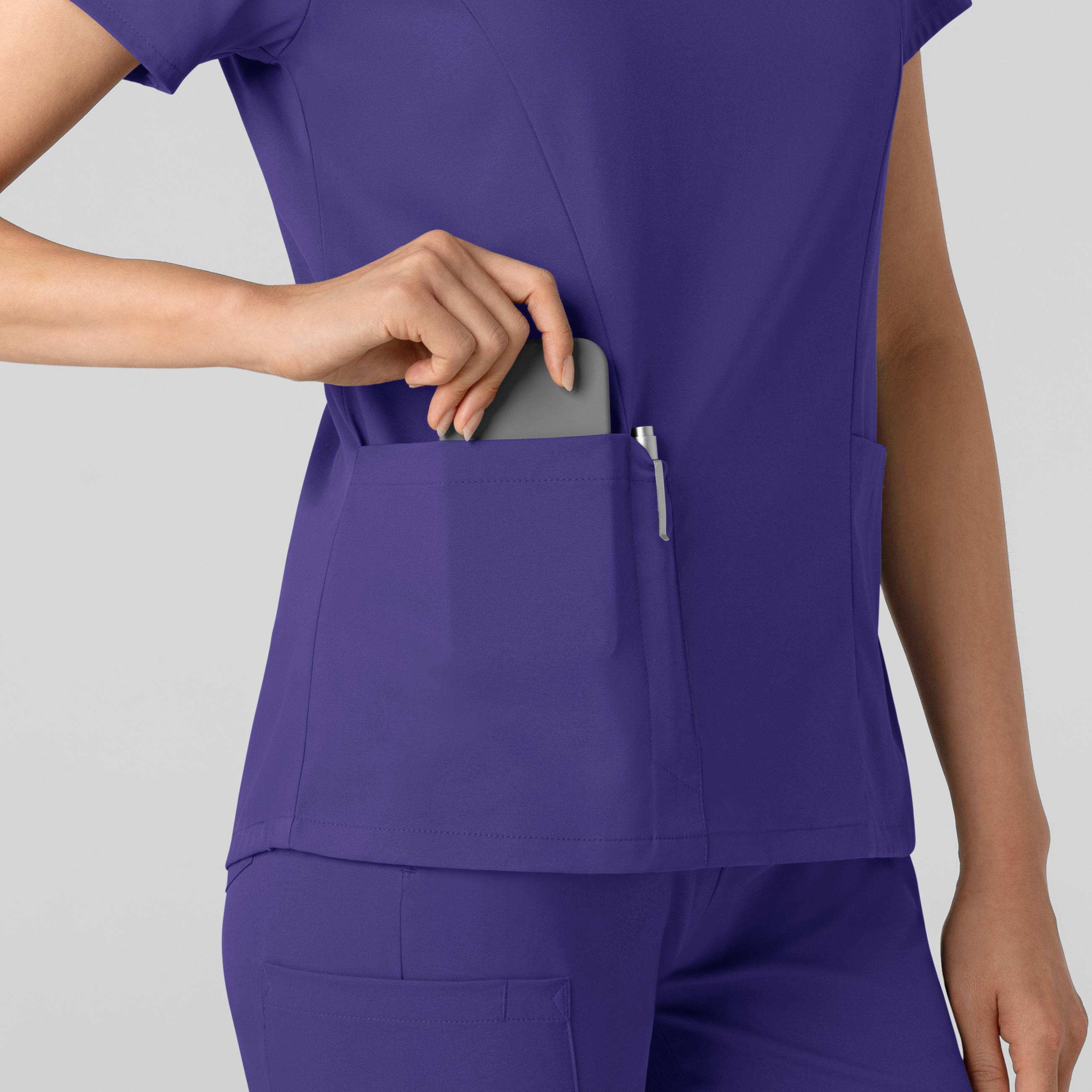 Boundless 6251 2-Pocket V-Neck Scrub Top Grape