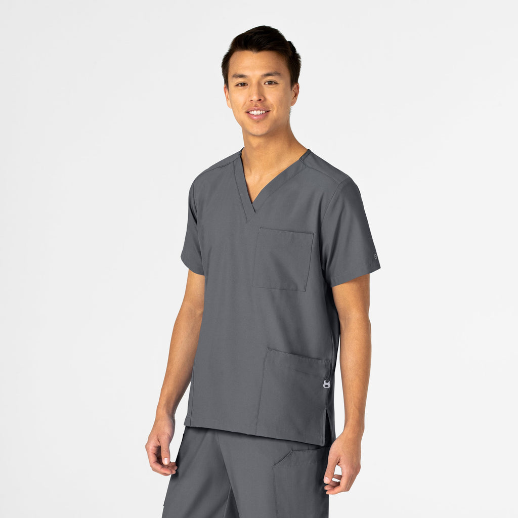 W123 6855 Unisex 4 Pocket Utility Scrub Top Pewter