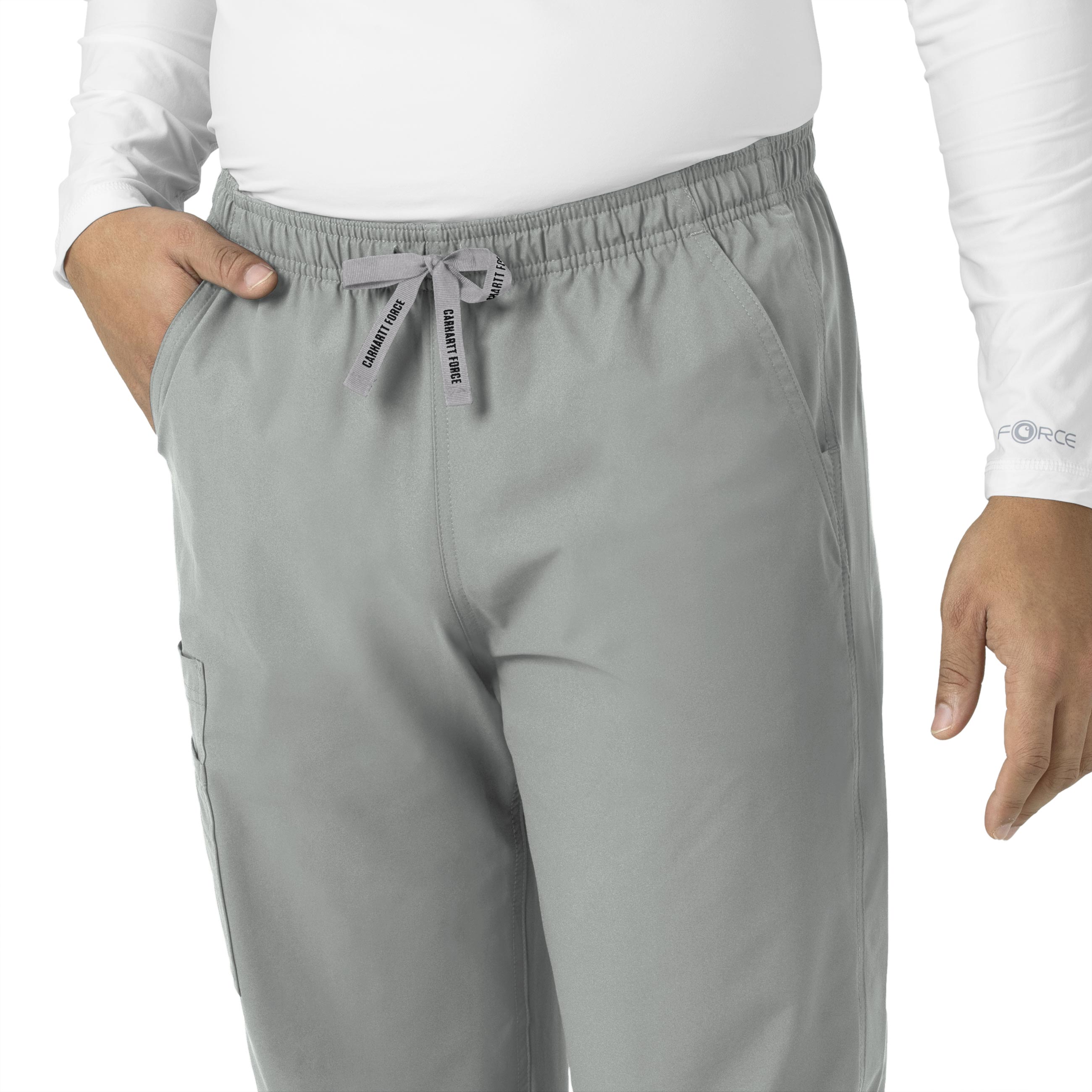 Force Essentials C55013 Unisex Elastic Waist Cargo Scrub Pants Grey