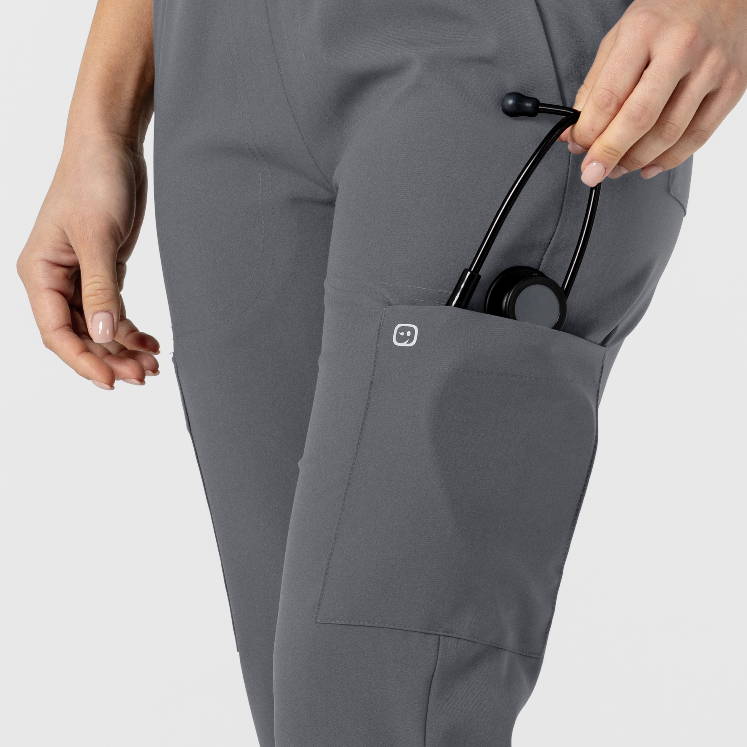 W123 5045 Flex-n-Reach Track Scrub Pants Pewter