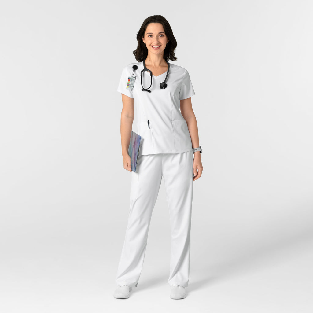 Boundless 5251 Bootcut Scrub Pants White