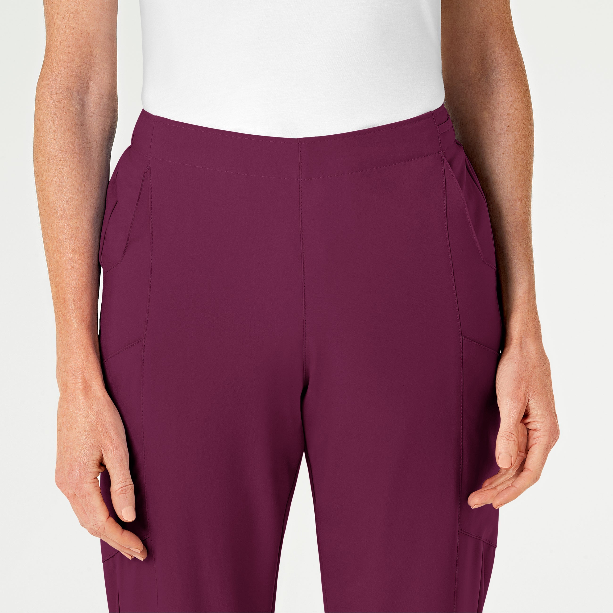 W123 5155 Flat Front Cargo Scrub Pants Wine