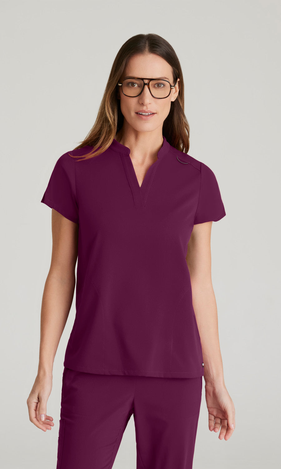 Grey's Anatomy Stretch GRST230 Avery Scrub Top Wine