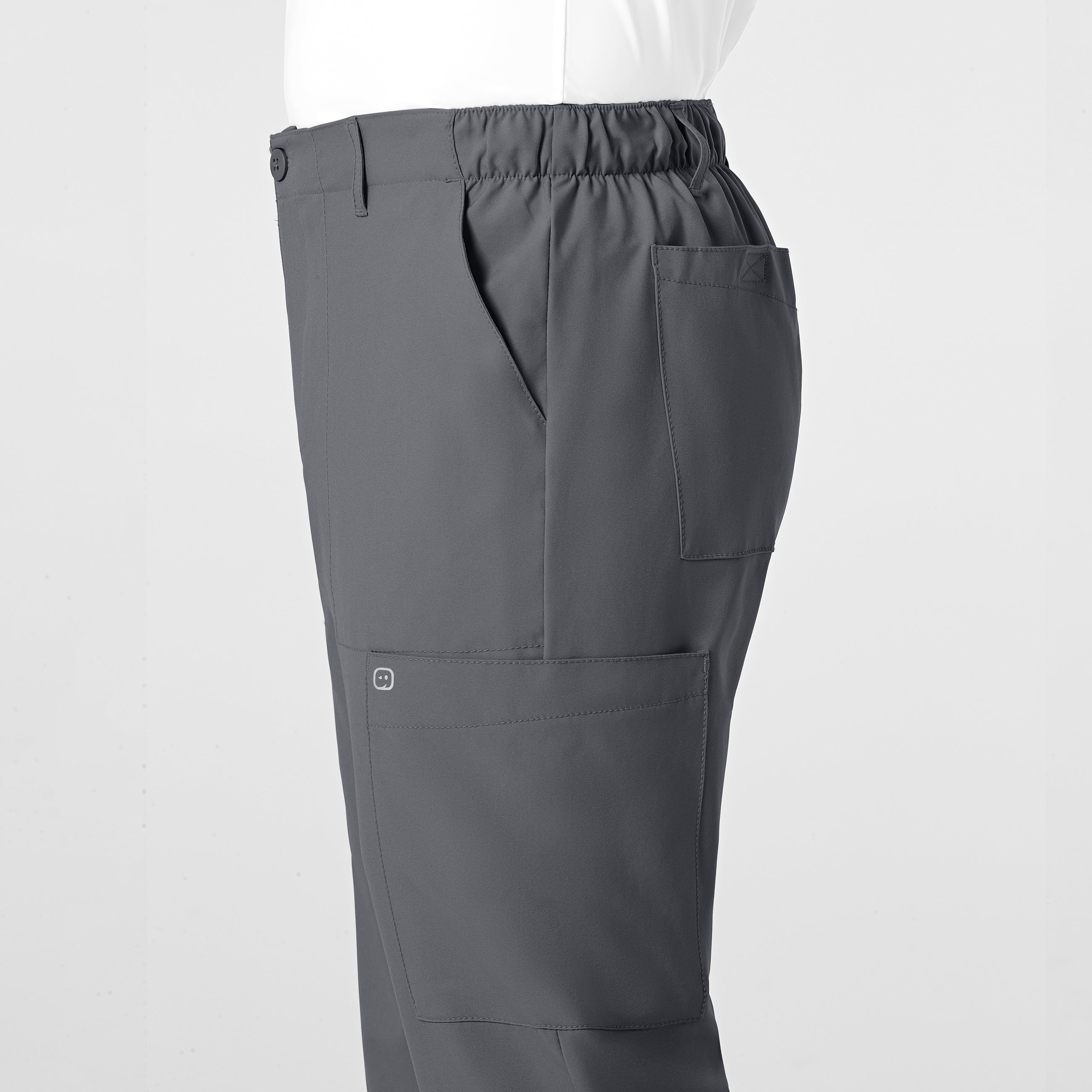 W123 5355 Men's Flat Front Cargo Scrub Pants Pewter