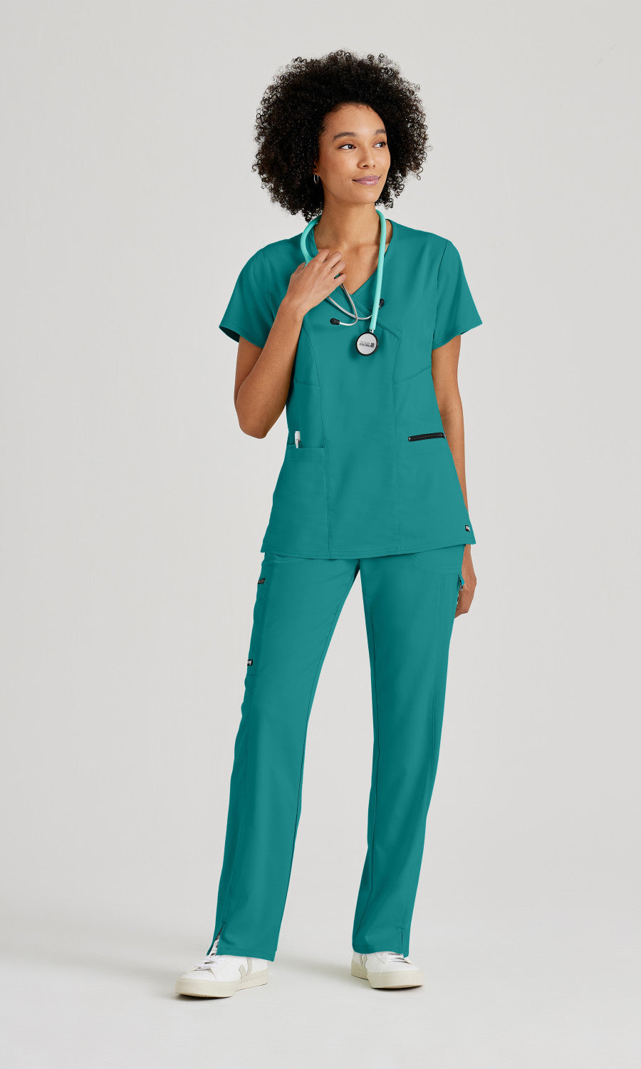 Grey's Anatomy Stretch GRST001 Kim Scrub Top Teal
