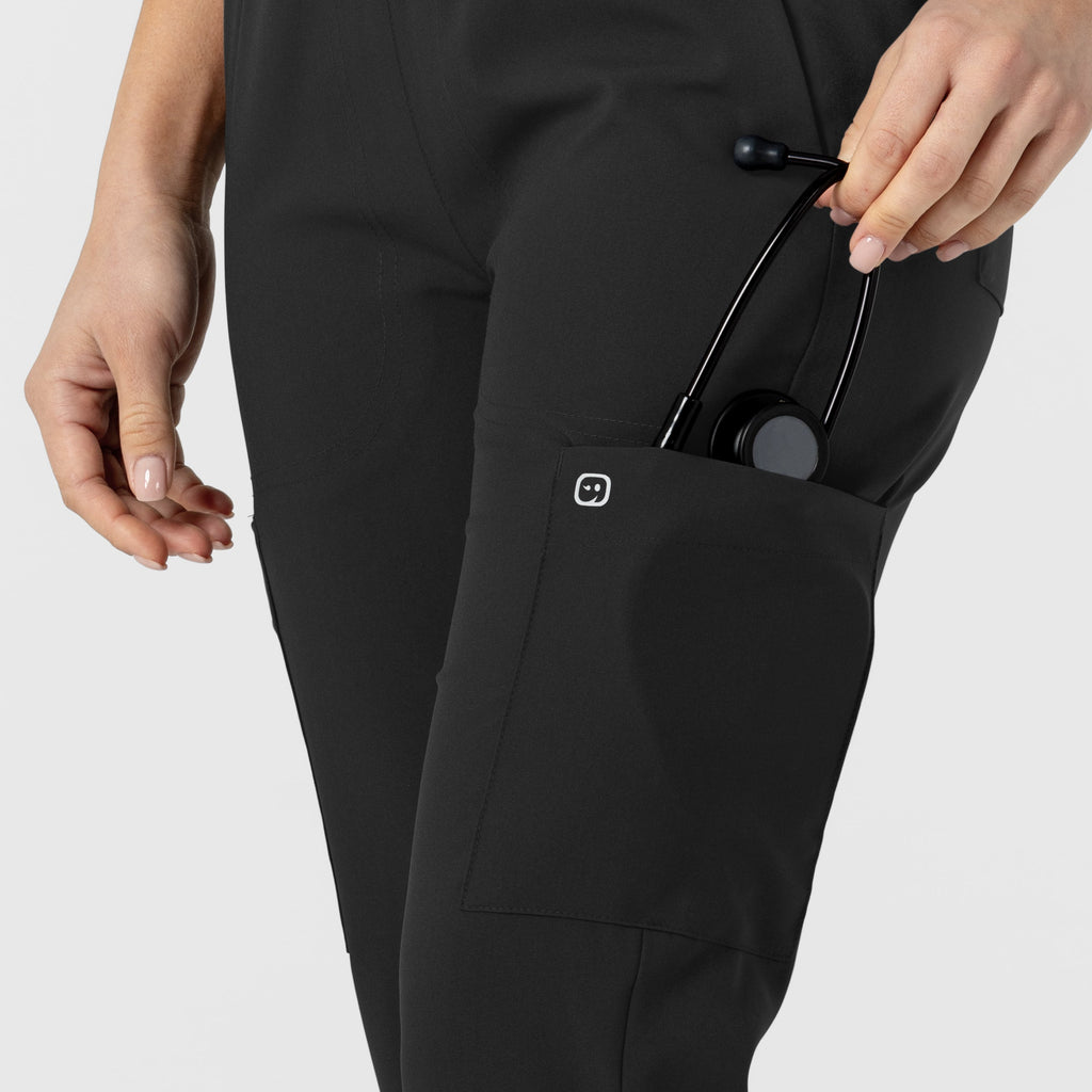W123 5045 Flex-n-Reach Track Scrub Pants Black