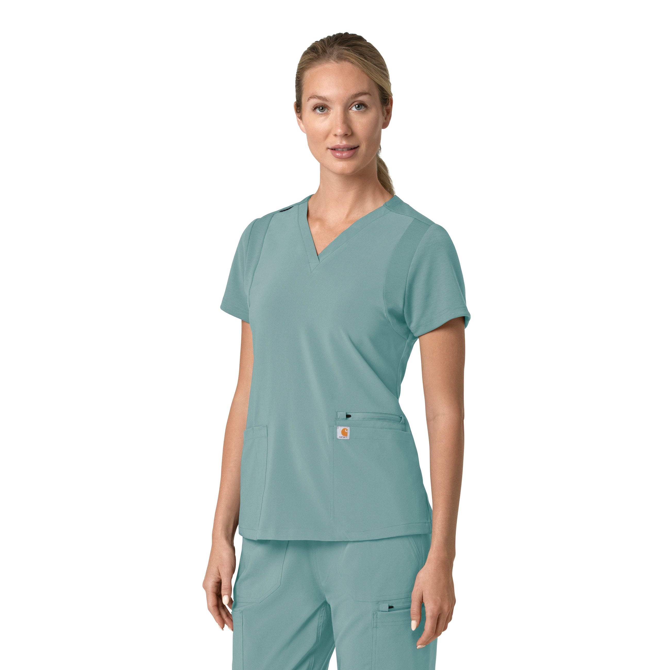 Force Cross-Flex C13210 Flex Panel V-Neck Scrub Top Summer Blue