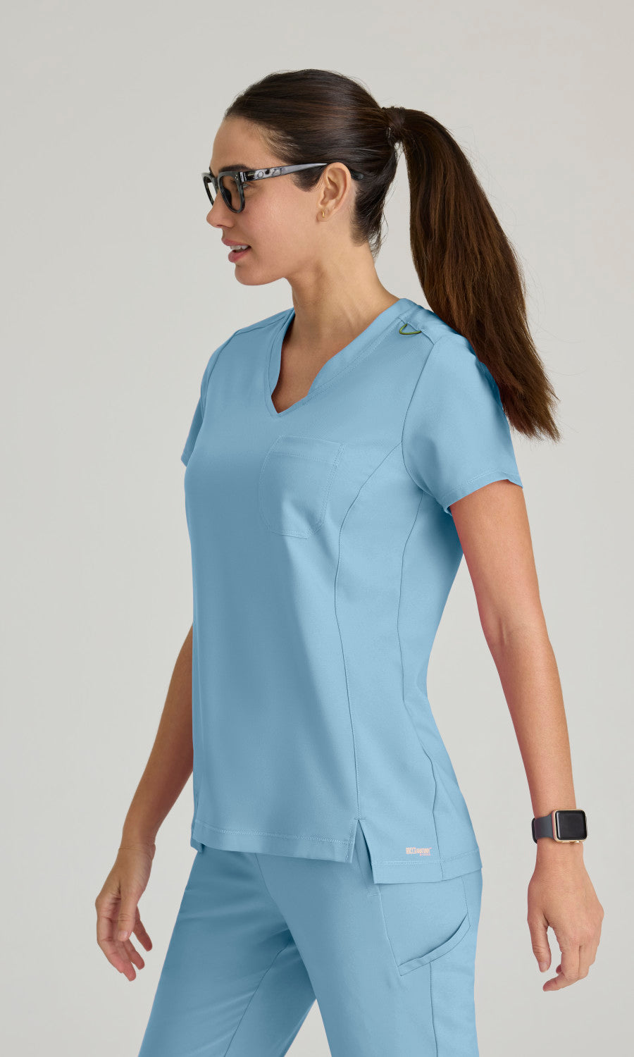 Grey's Anatomy Evolve GSST181 Sway Tuck-In Scrub Top Ocean Mist