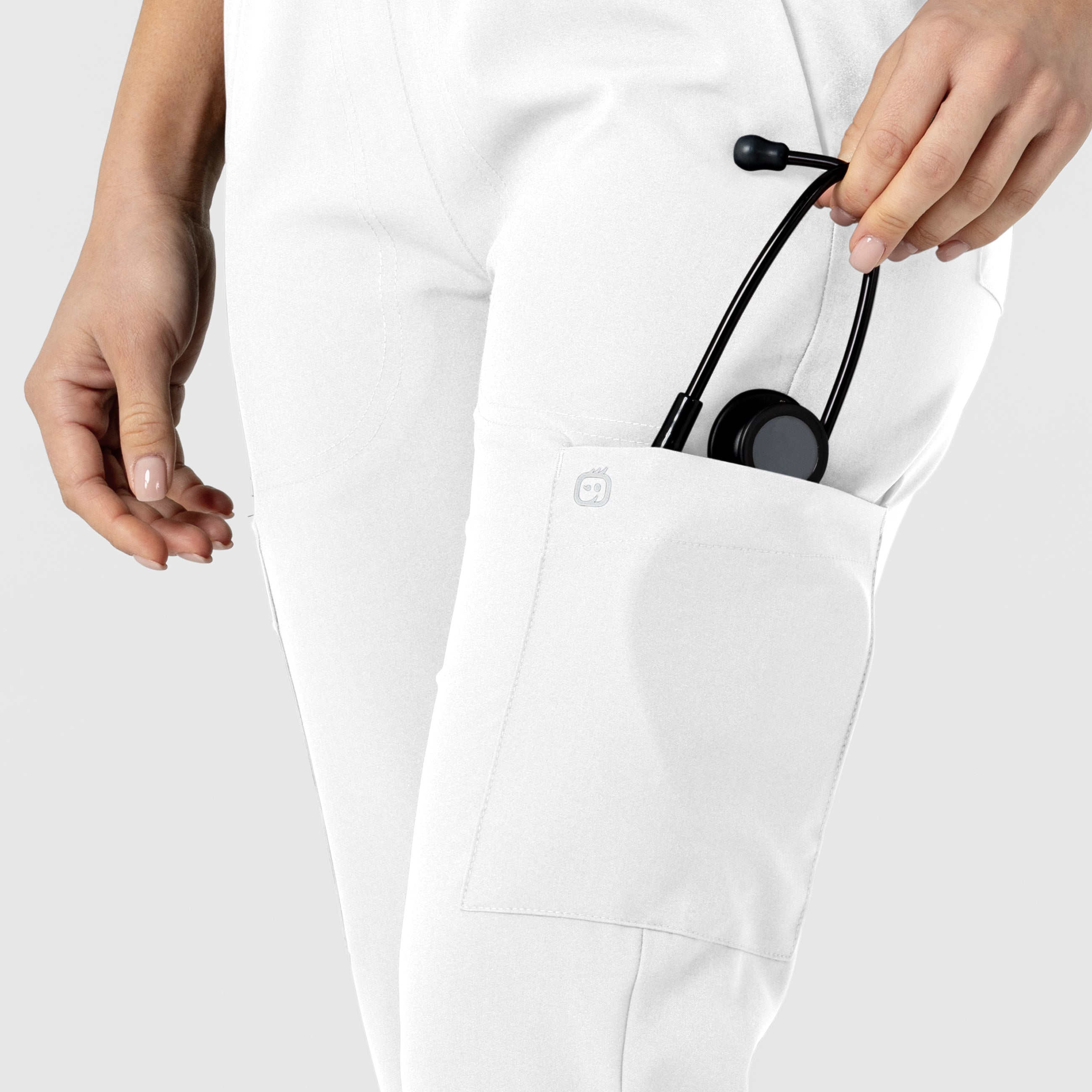 W123 5045 Flex-n-Reach Track Scrub Pants White