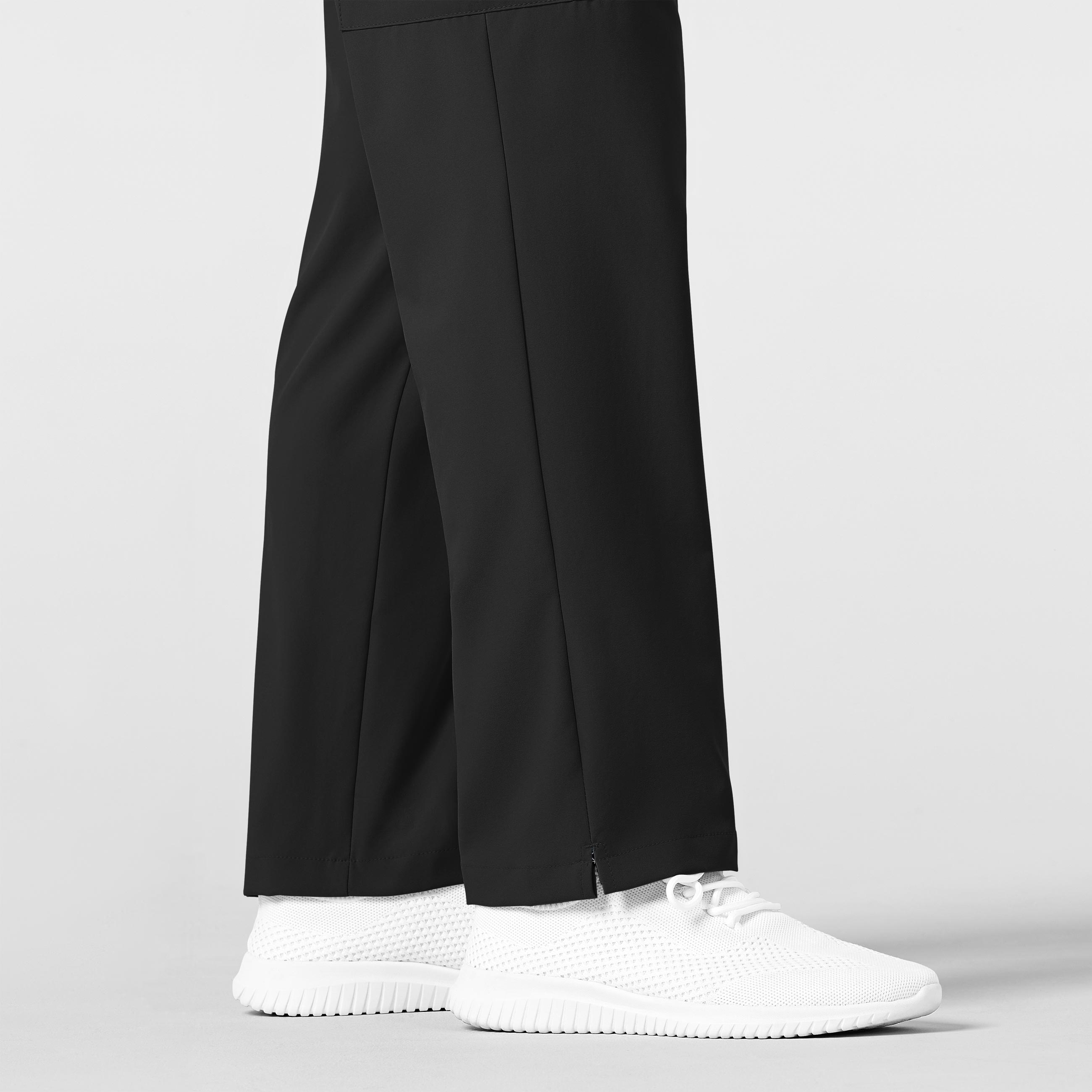 W123 5355 Men's Flat Front Cargo Scrub Pants Black
