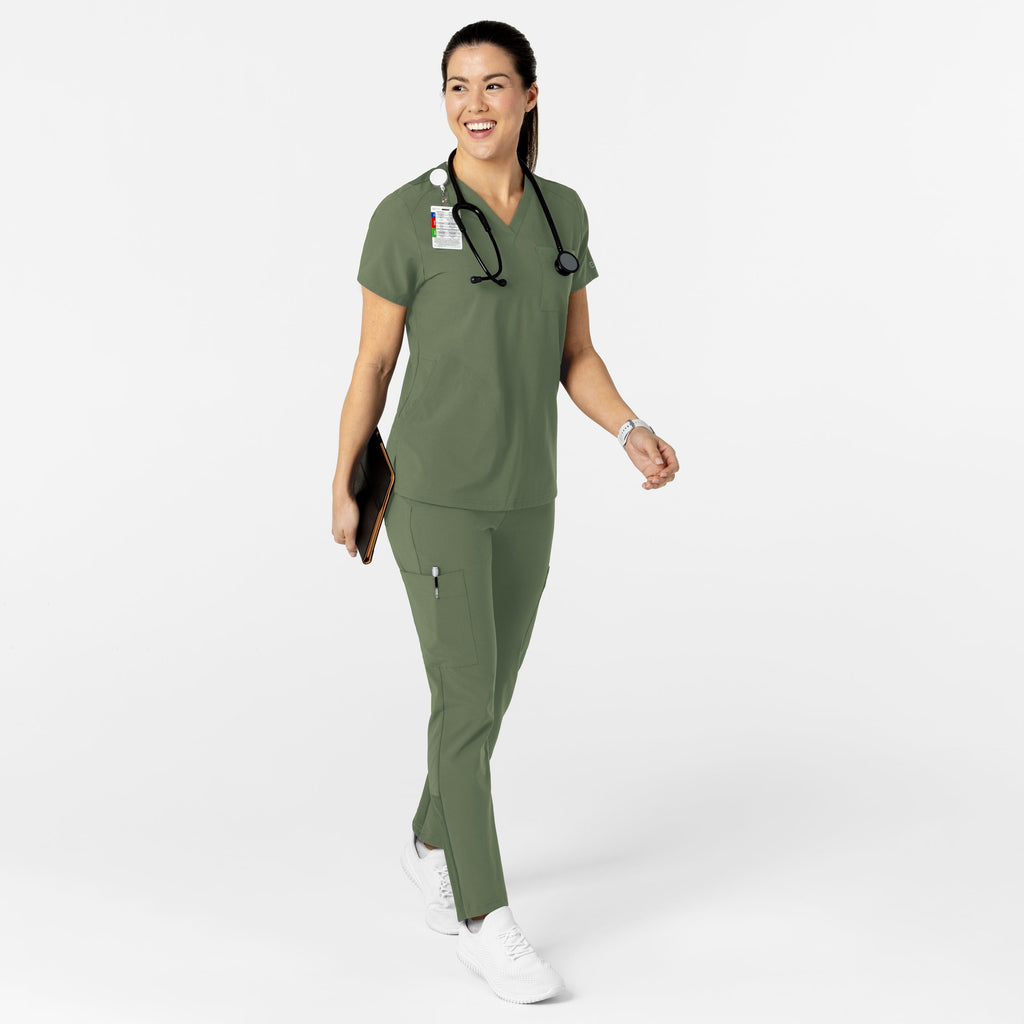 W123 6045 Flex-n-Reach V-Neck Scrub Top Olive