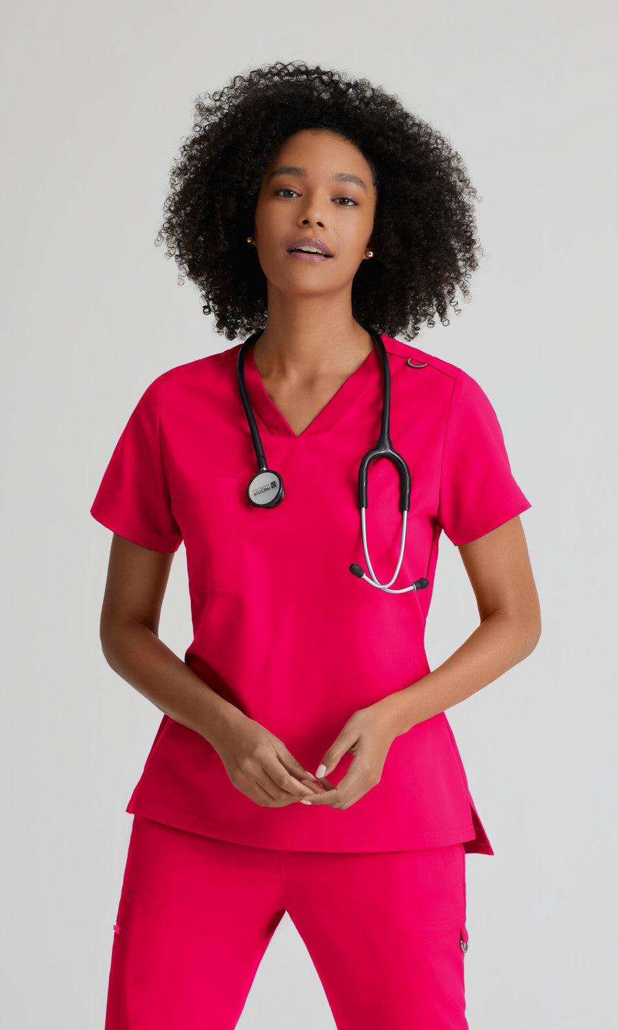 Grey's Anatomy Stretch GVST028 Bree Scrub Top Vibrance Pink