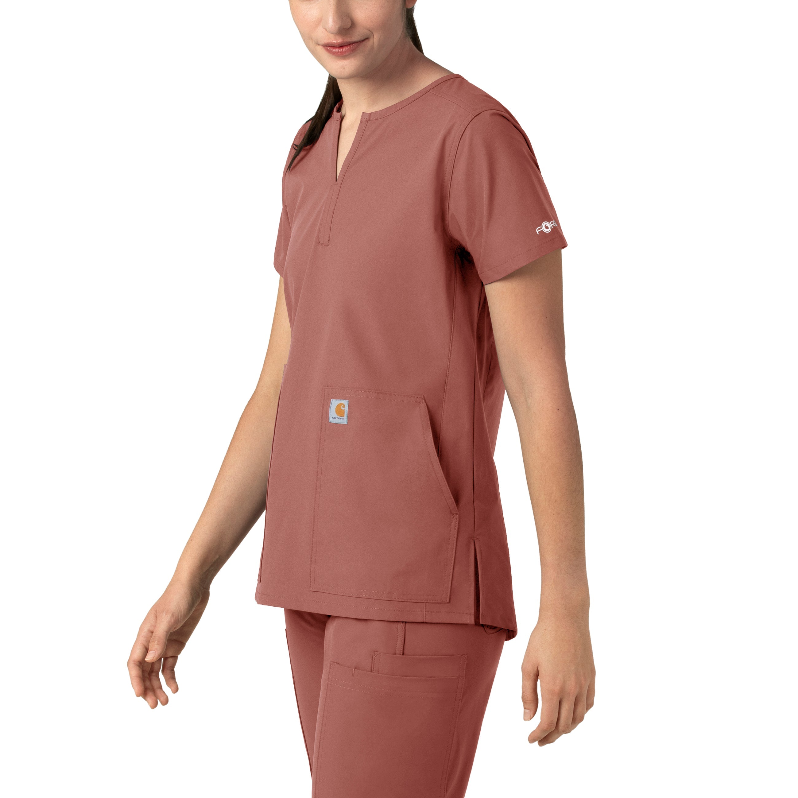 Force Essentials C12213 Notch Neck Tunic Scrub Top Wildrose