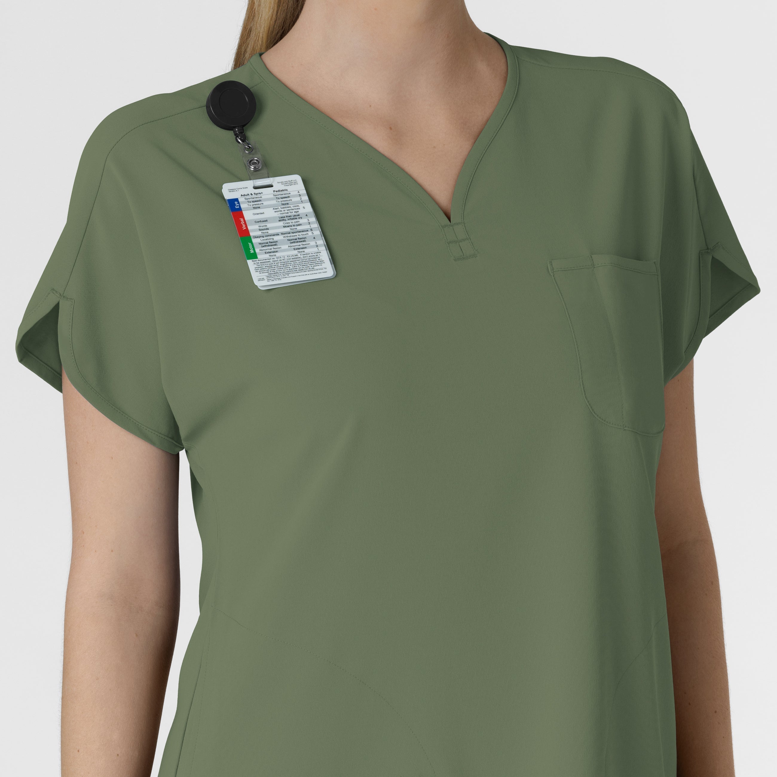 RENEW 6634 Dolman Scrub Top Olive