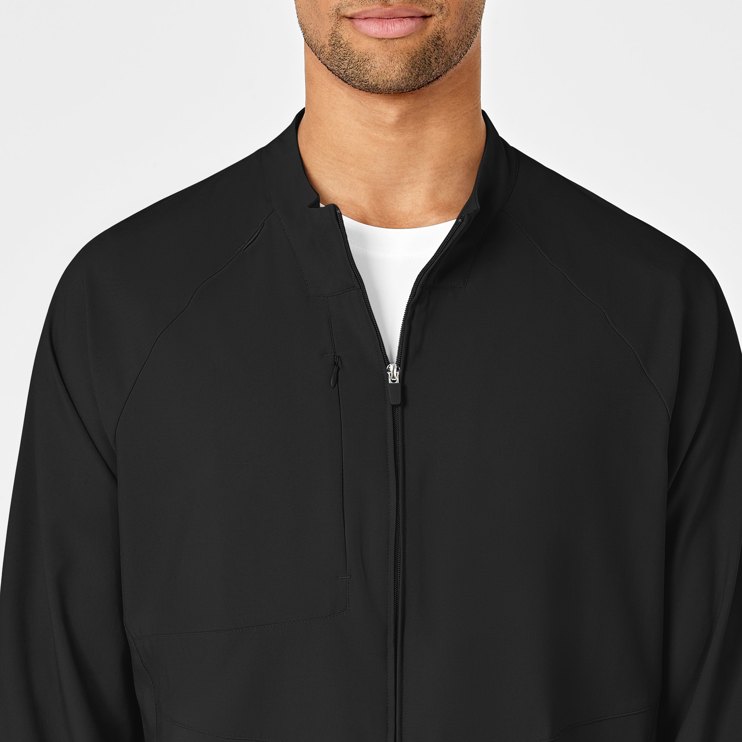 W123 8355 Men's Zip Front Warm Up Jacket Black