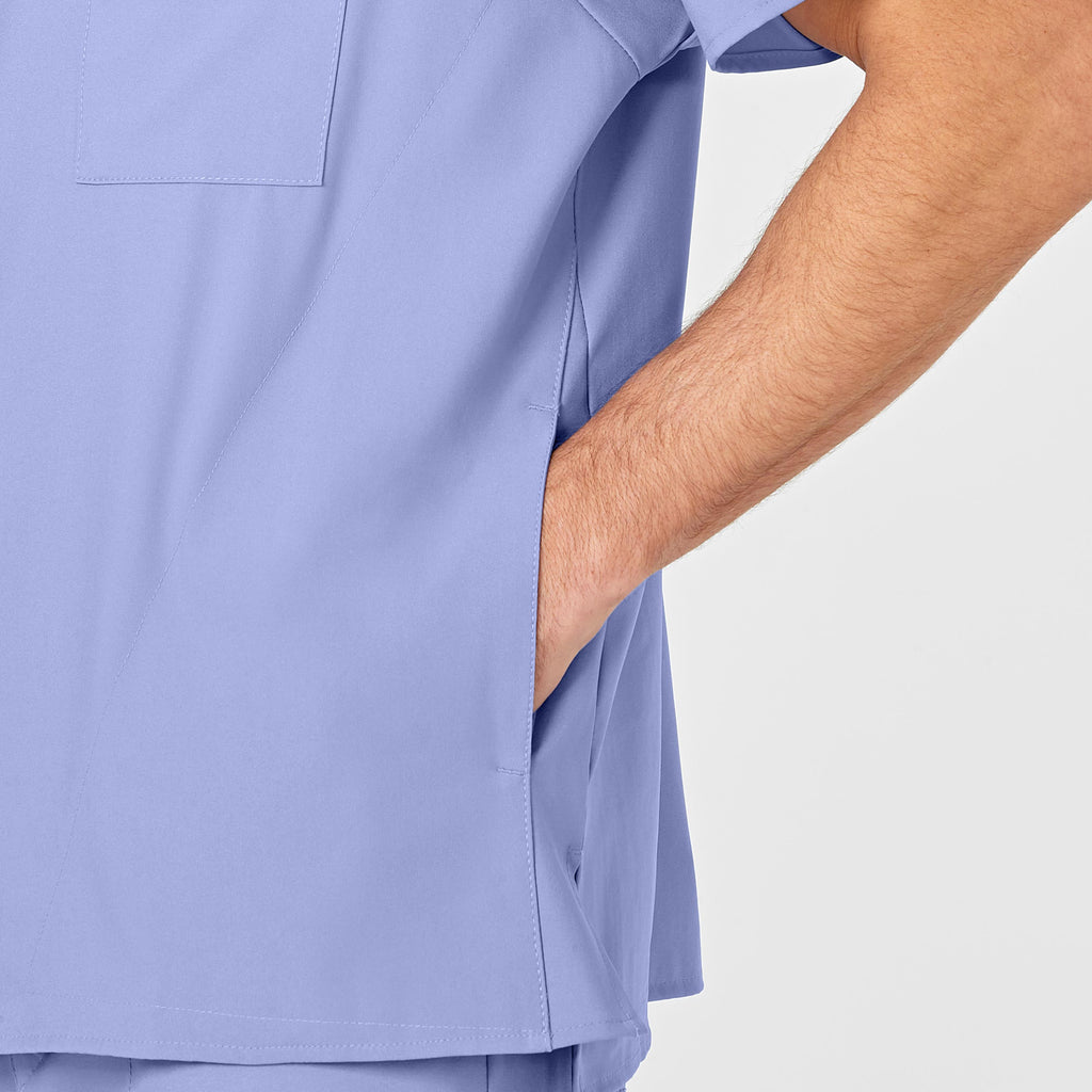 W123 6355 Men's V-Neck Scrub Top Ceil Blue