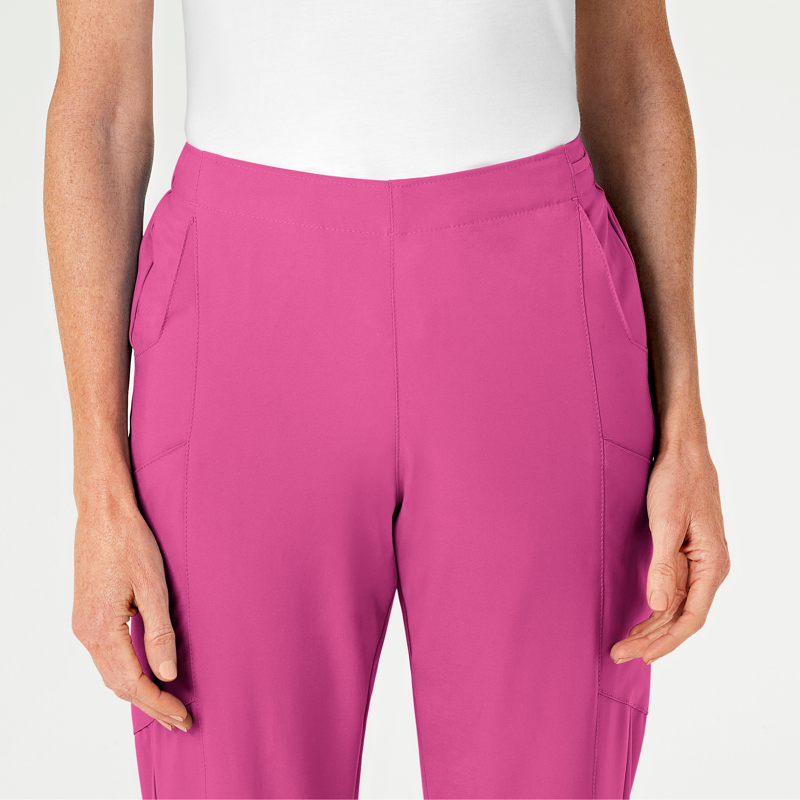W123 5155 Flat Front Cargo Scrub Pants Hot Pink