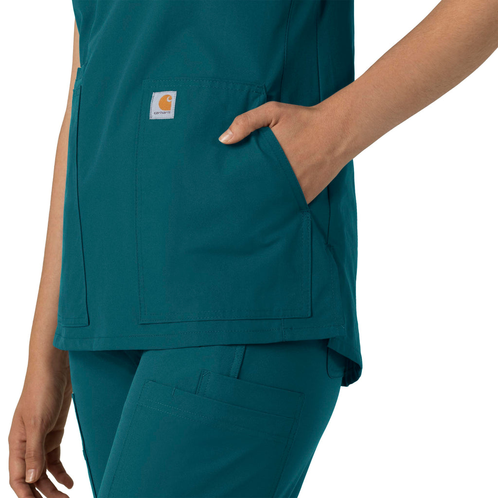 Force Essentials C12213 Notch Neck Tunic Scrub Top Caribbean Blue