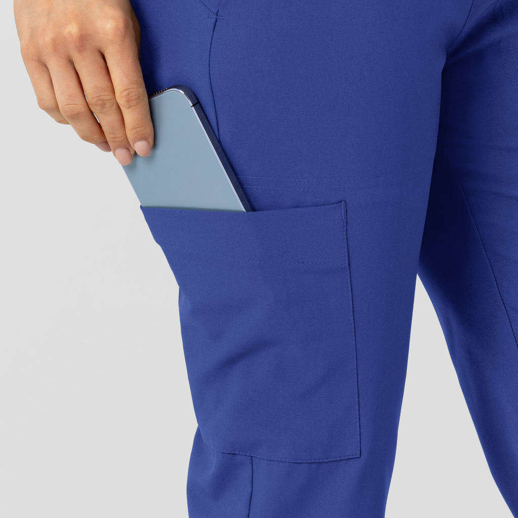 W123 5045 Women's Flex-n-Reach Track Scrub Pants Galaxy Blue