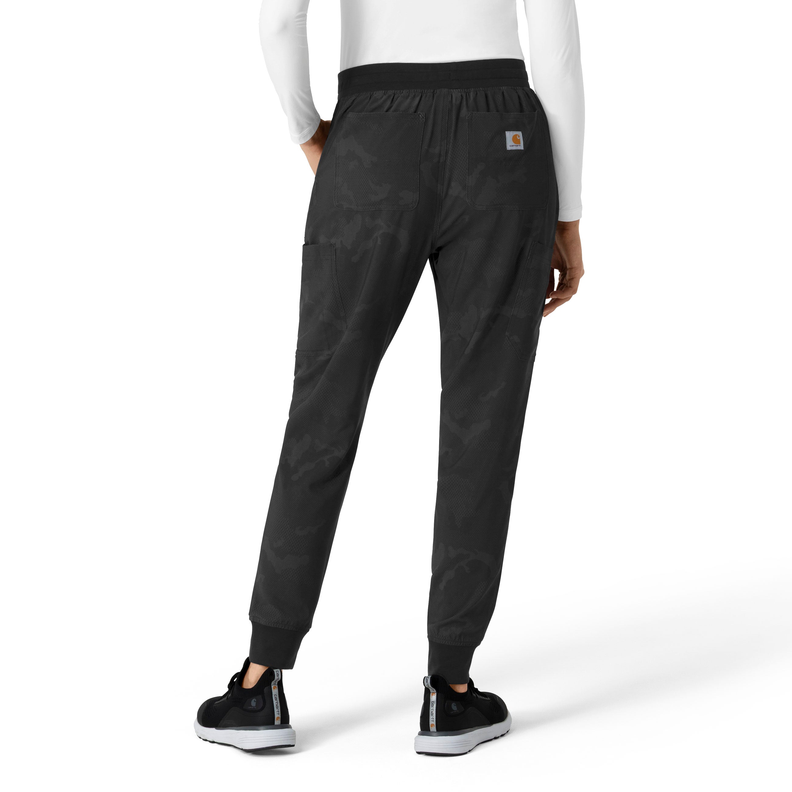 Carhartt Prints C53114 Women's Printed Cargo Jogger Scrub Pants Caring Camo Black