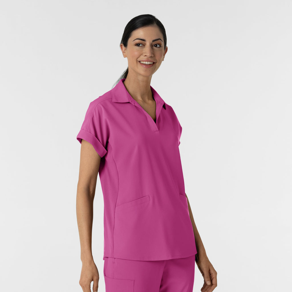 RENEW 6934 Women’s Flex-n-Reach Collared Scrub Top Raspberry