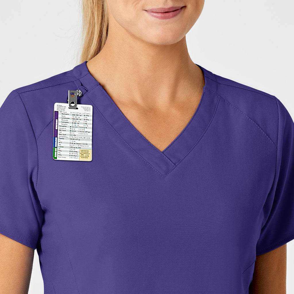 W123 6155 Stylized V-Neck Scrub Top Grape