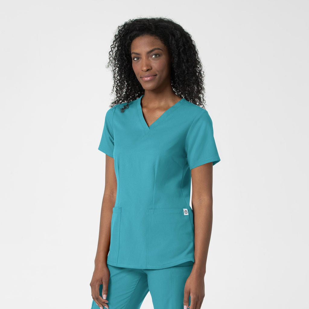 Thrive 6122 Fitted 3-Pocket V-Neck Scrub Top Teal Blue