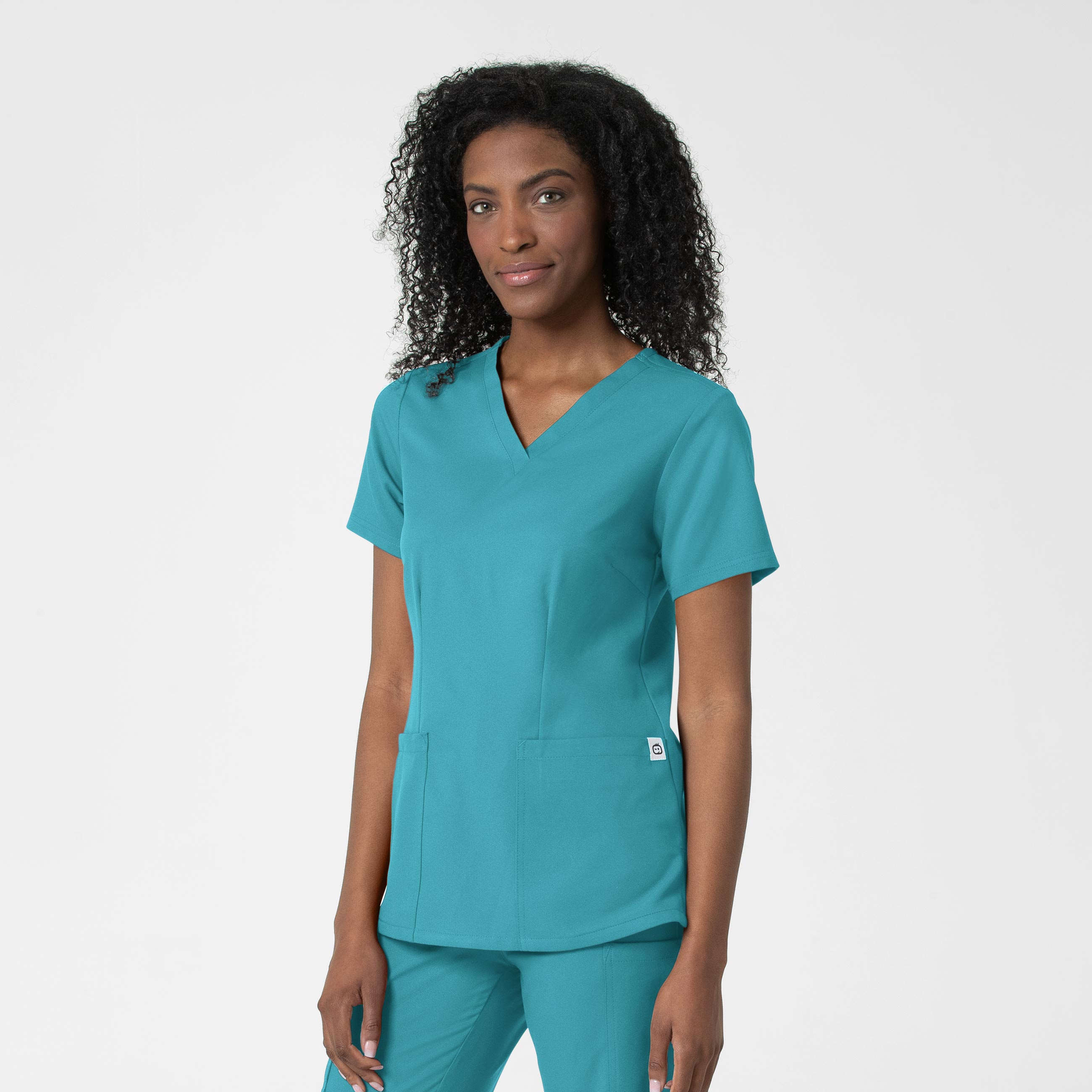 Thrive 6122 Fitted 3-Pocket V-Neck Scrub Top Teal Blue