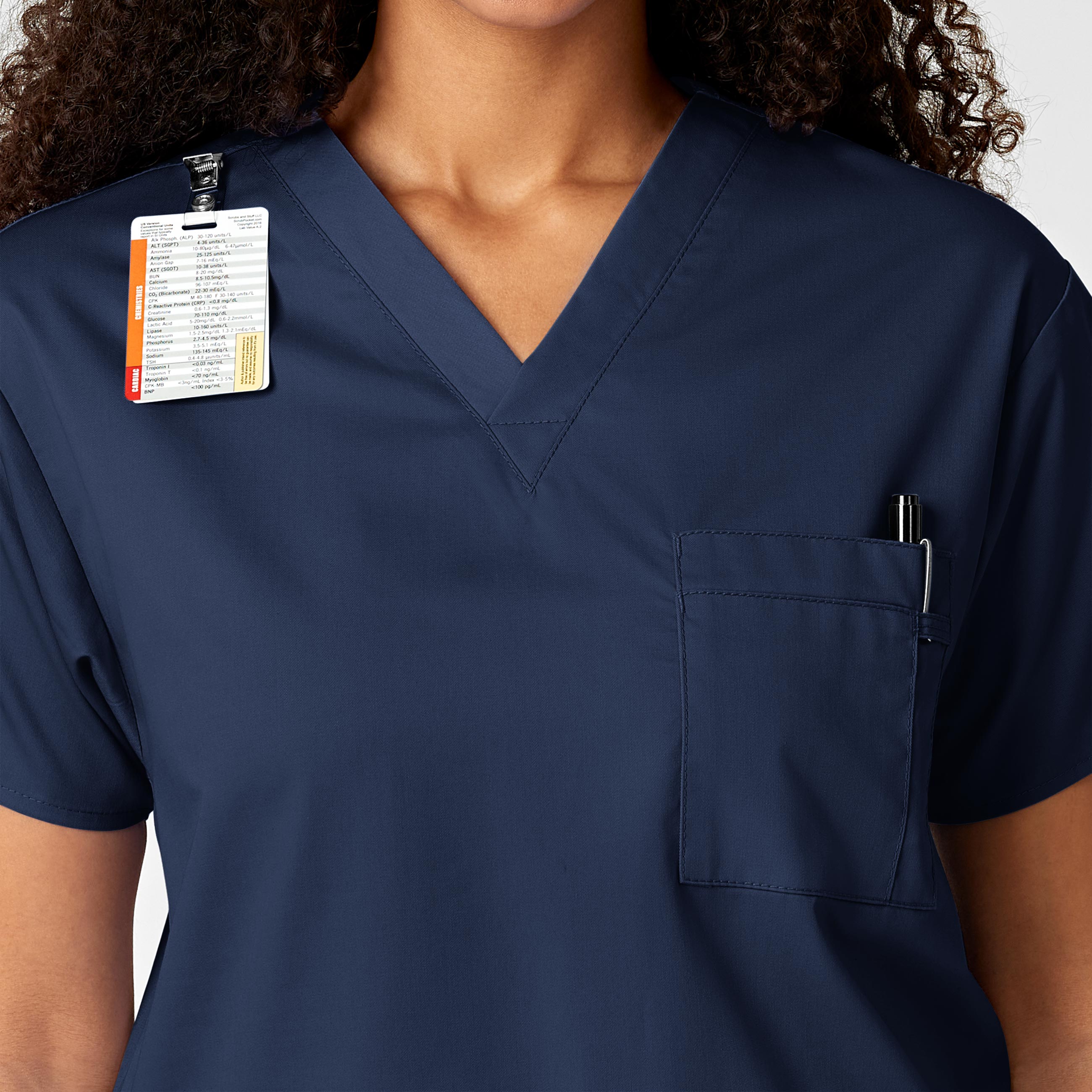 WonderWORK 100 Unisex V-Neck Scrub Top Navy