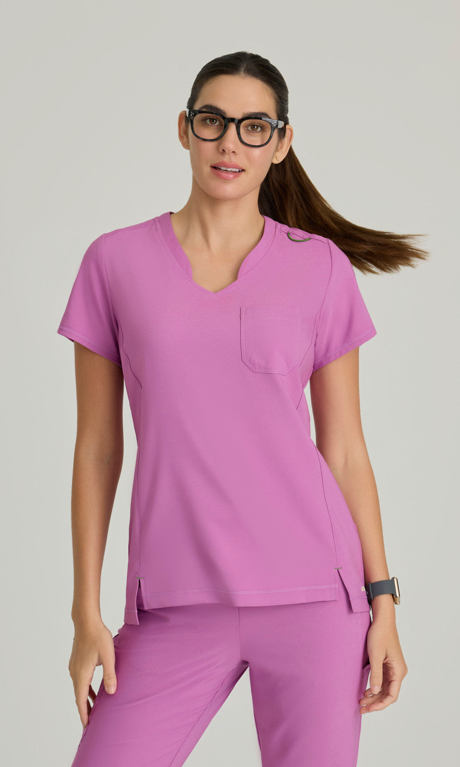 Grey's Anatomy Evolve GSST181 Sway Tuck-In Scrub Top Twilight Mauve