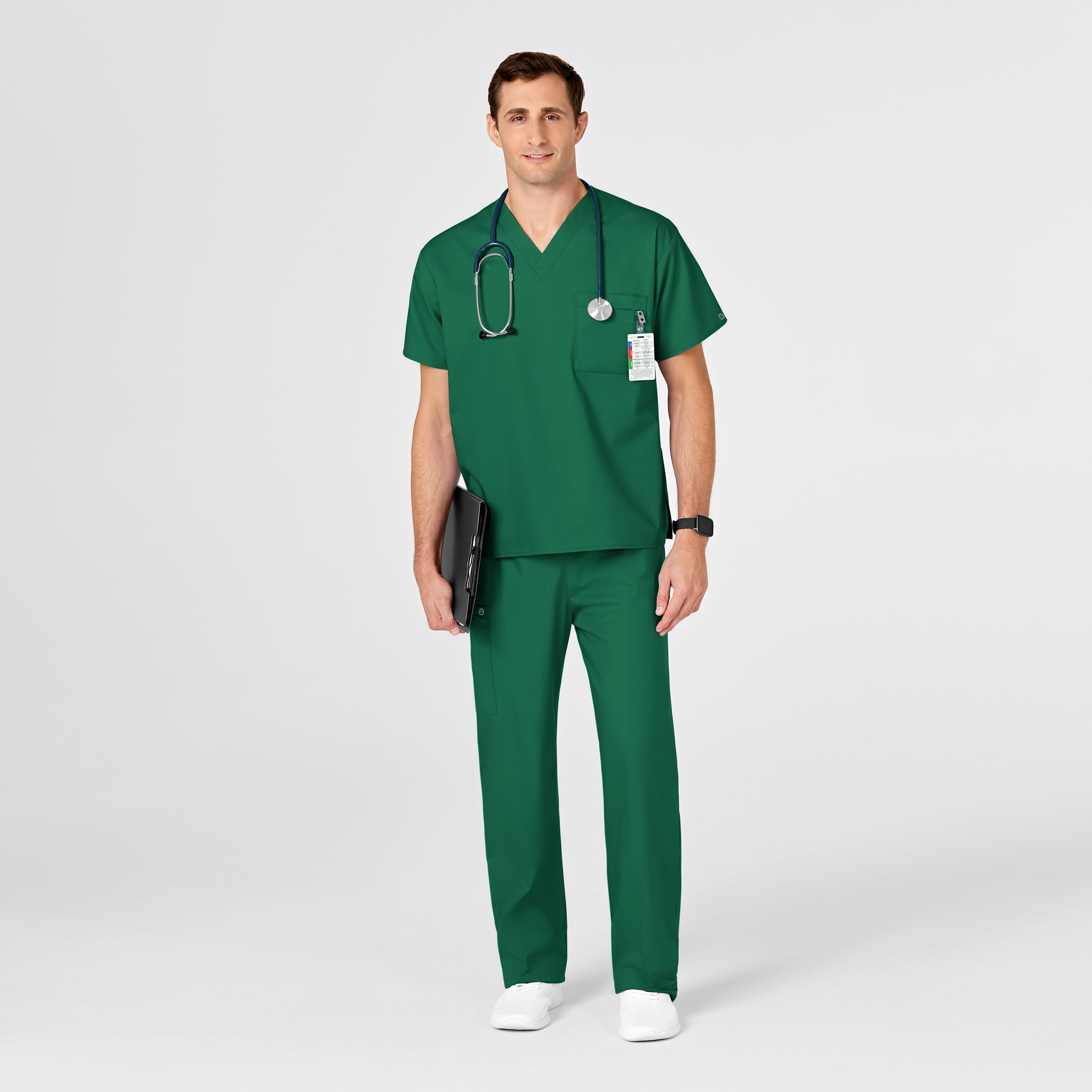 WonderWORK 100 Unisex V-Neck Scrub Top Hunter