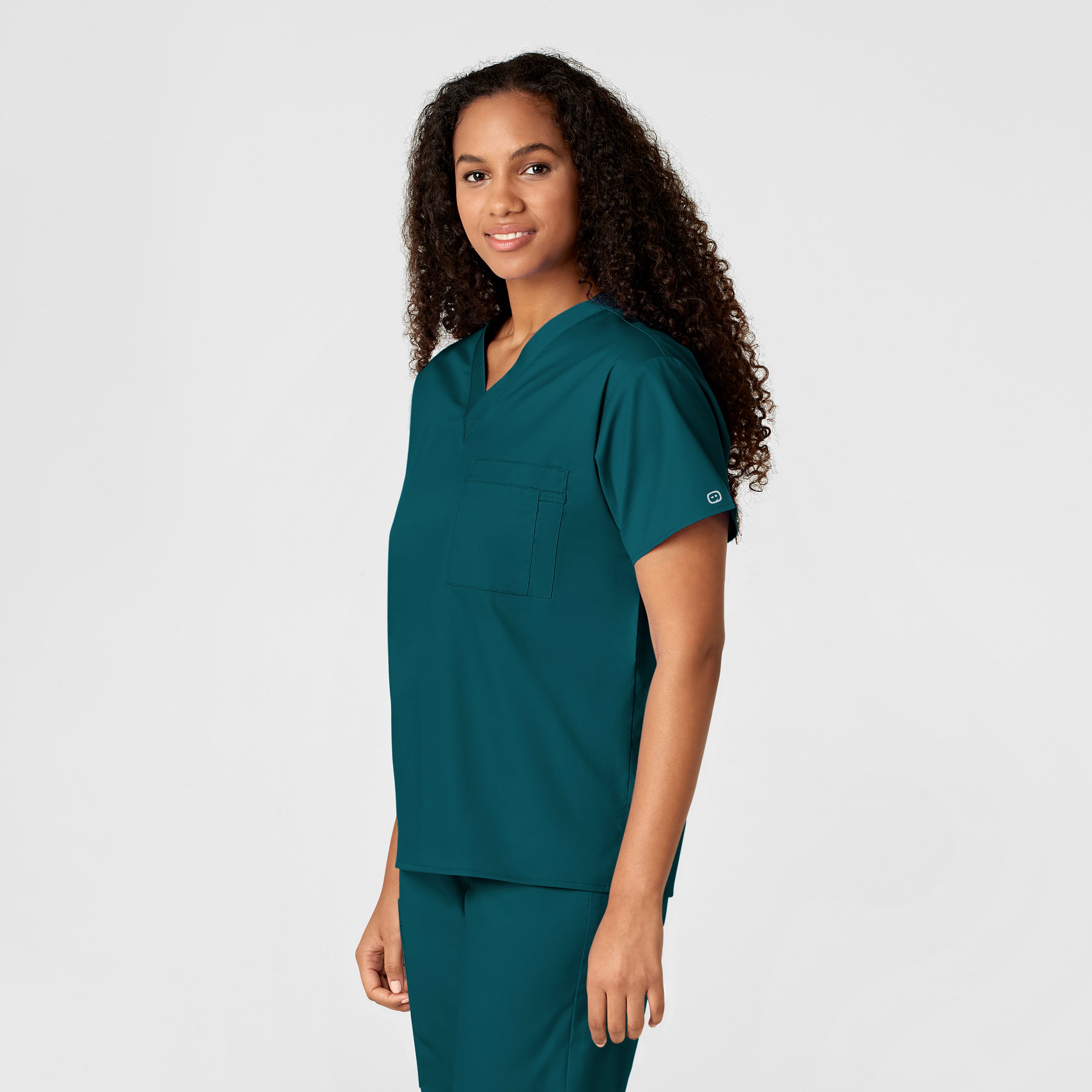 WonderWORK 100 Unisex V-Neck Scrub Top Caribbean Blue