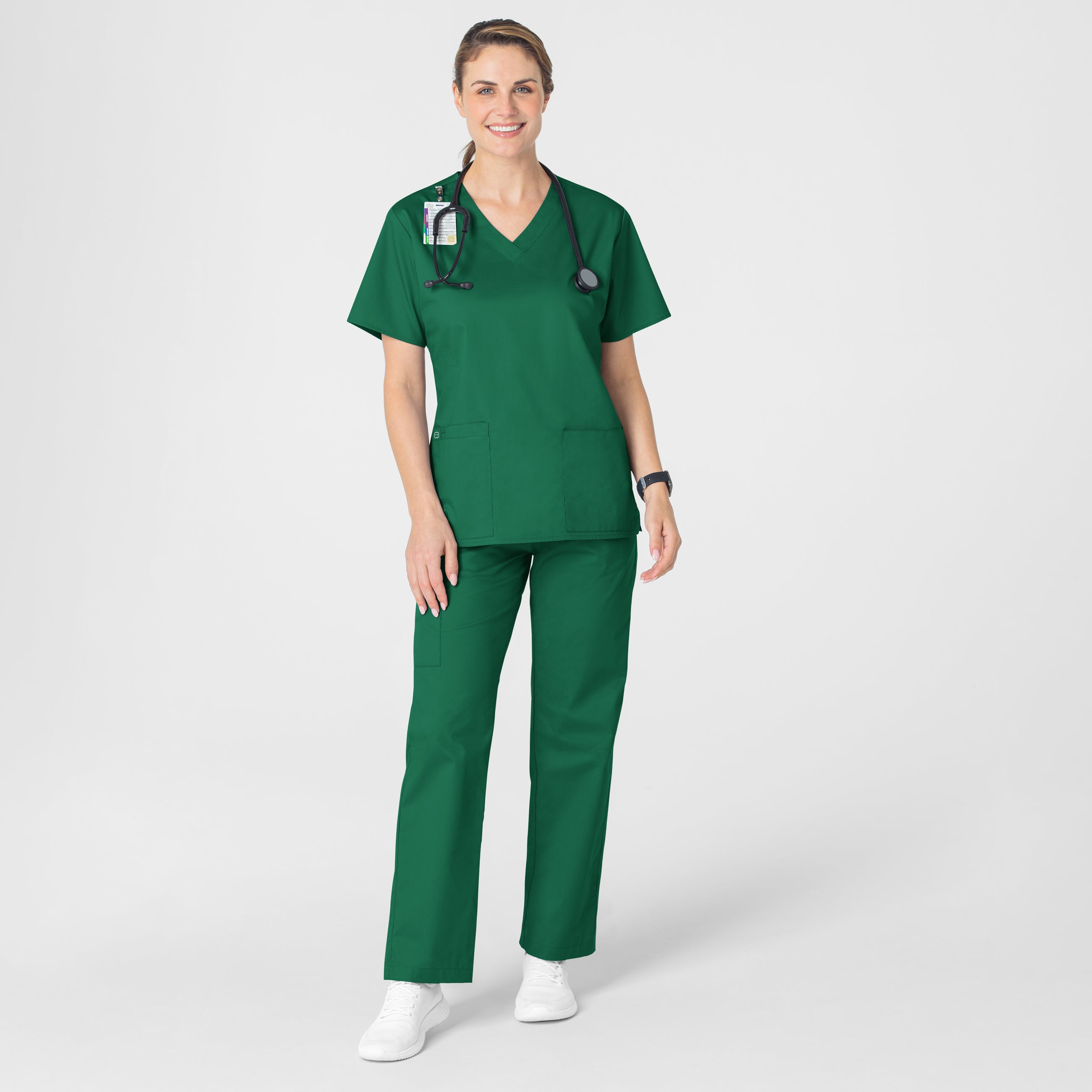 WonderWORK 101 V-Neck Scrub Top Hunter
