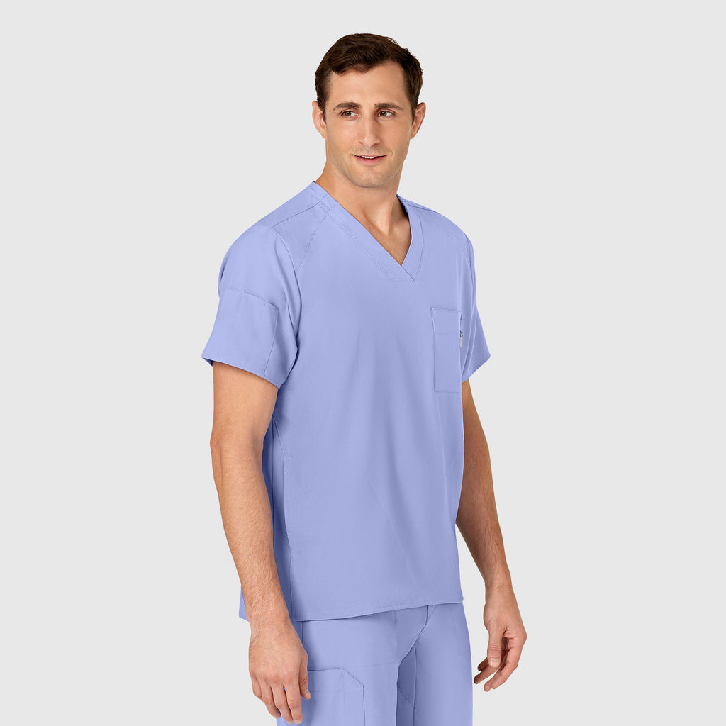 W123 6355 Men's V-Neck Scrub Top Ceil Blue