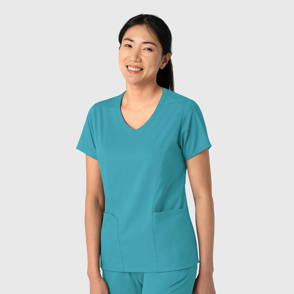 Boundless 6251 2-Pocket V-Neck Scrub Top Teal