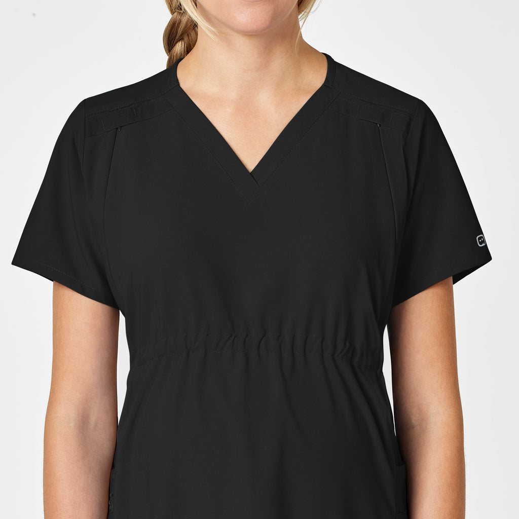 W123 4555 Maternity V-Neck Scrub Top Black