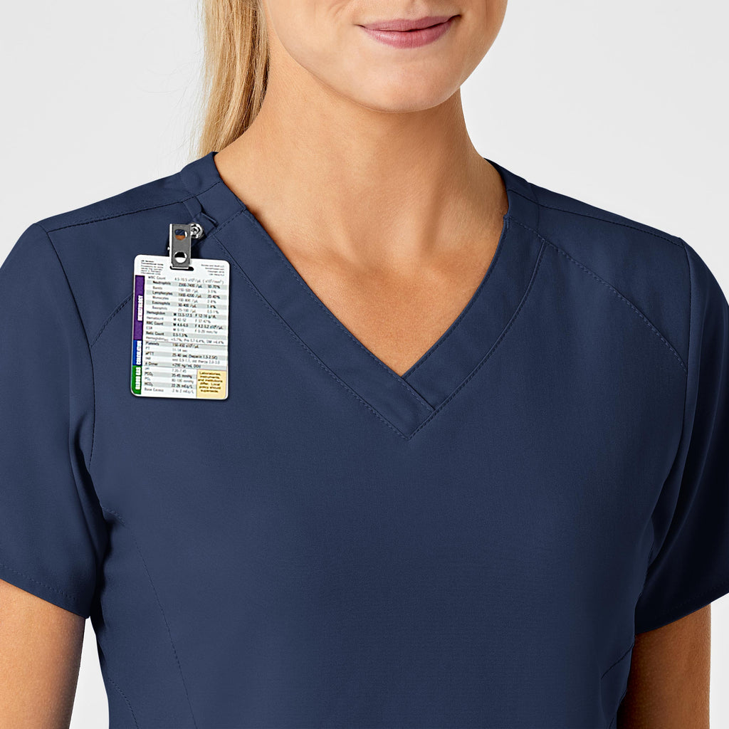 W123 6155 Stylized V-Neck Scrub Top Navy