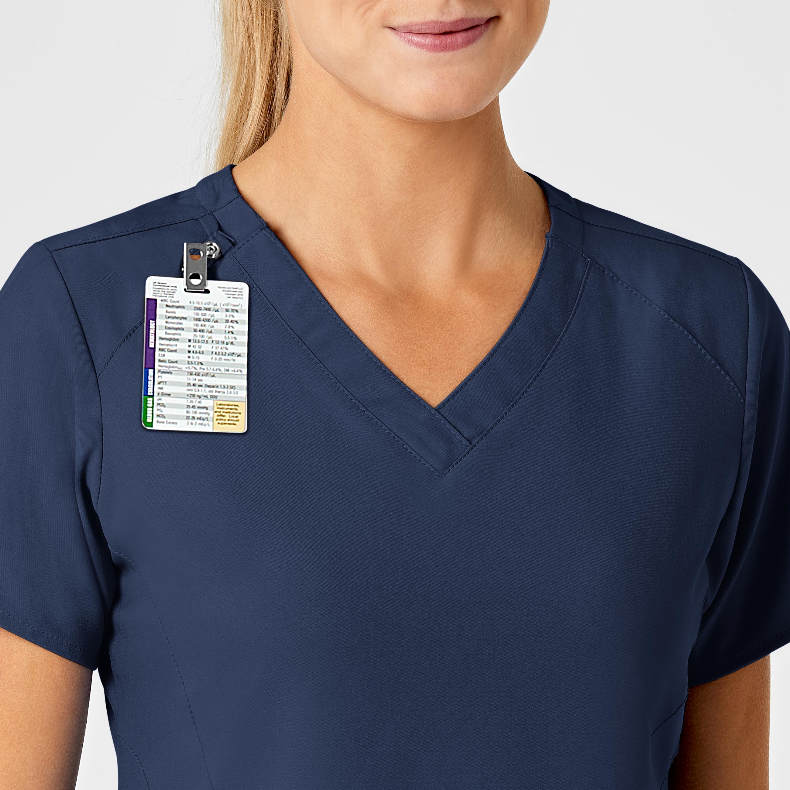 W123 6155 Stylized V-Neck Scrub Top Navy