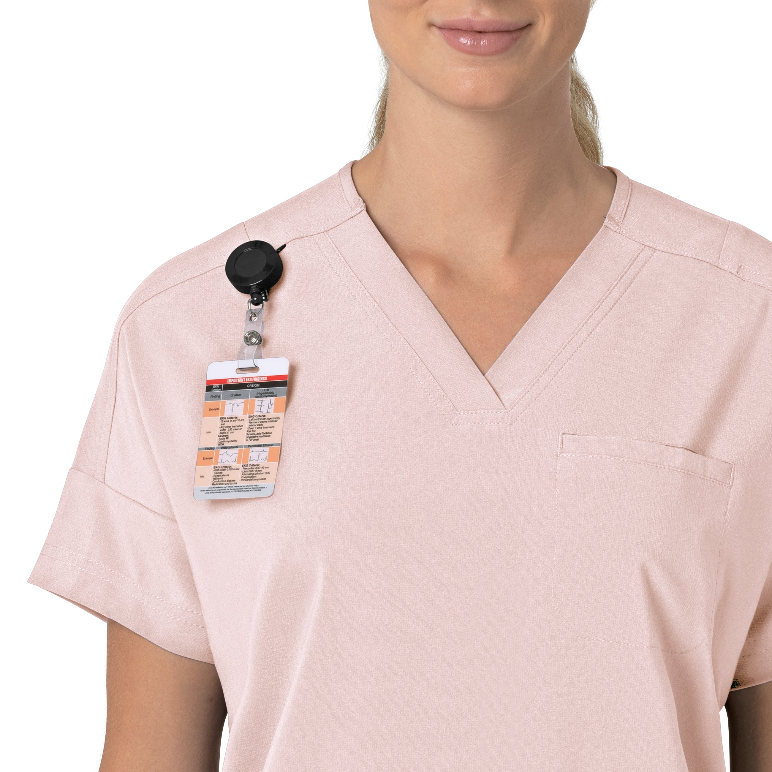 Force Cross-Flex C13110 Women's Oversized V-Neck Scrub Top Soft Rose