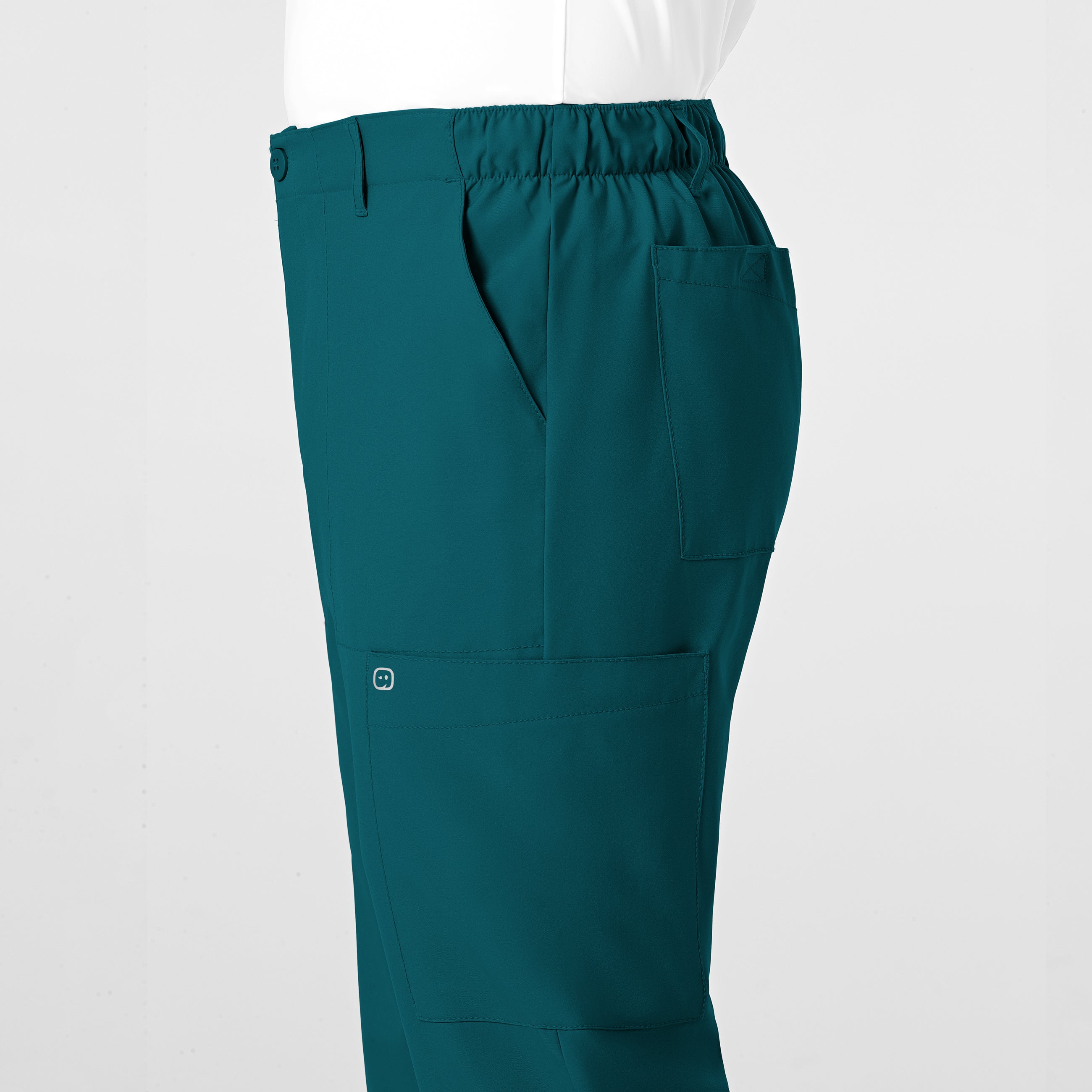W123 5355 Men's Flat Front Cargo Scrub Pants Caribbean Blue
