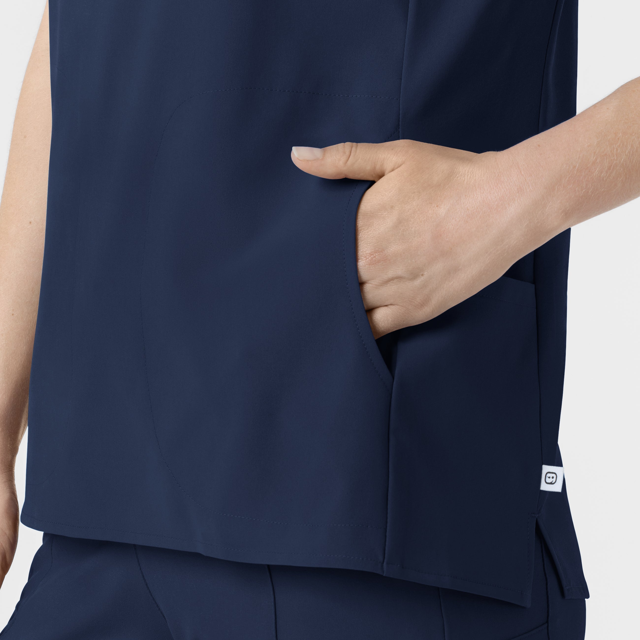 RENEW 6734 Mandarin Collar Scrub Top Navy