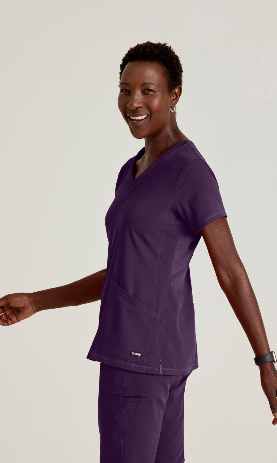 Grey's Anatomy Stretch GRST045 Serena Scrub Top Eggplant