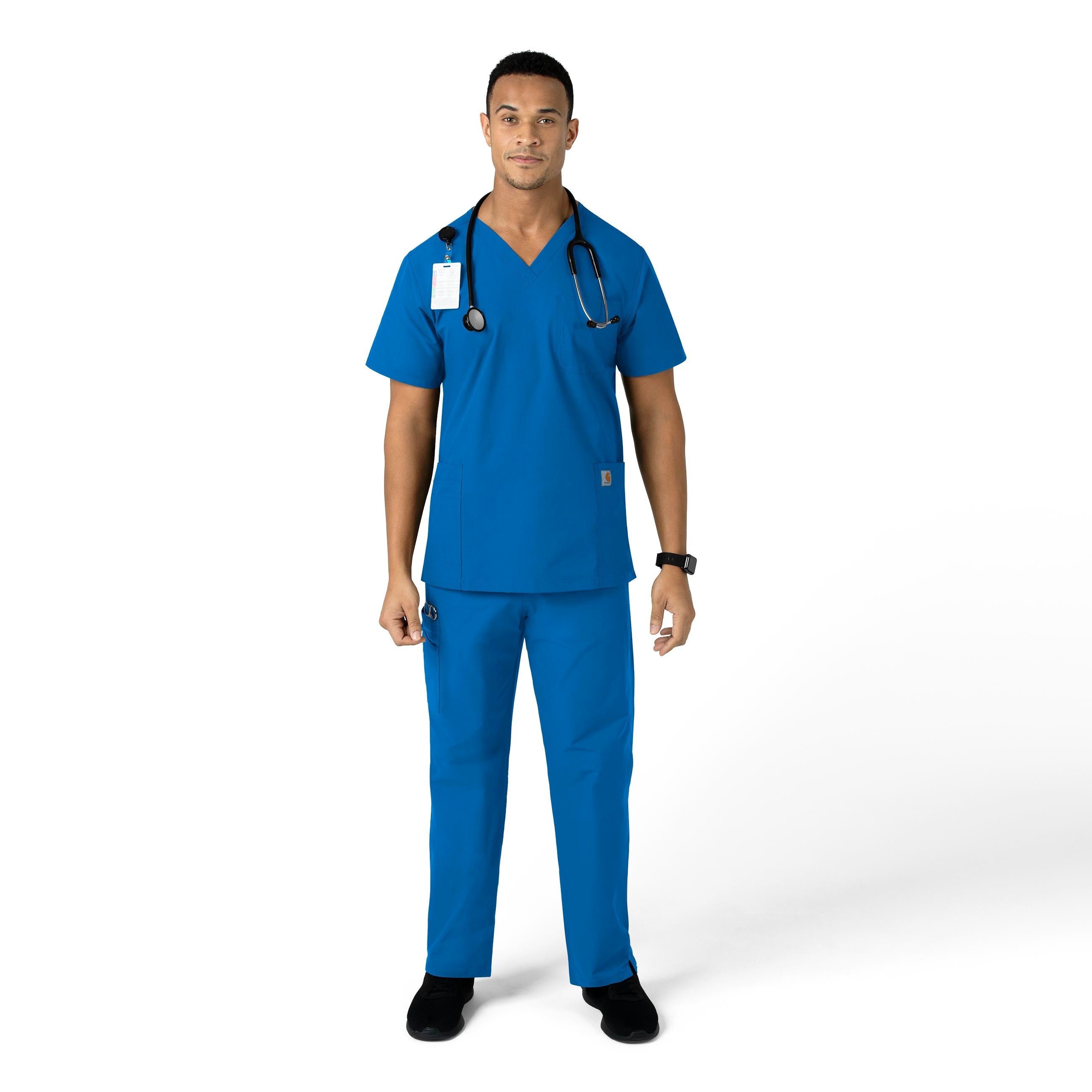 Force Essentials C55013 Unisex Elastic Waist Cargo Scrub Pants Royal