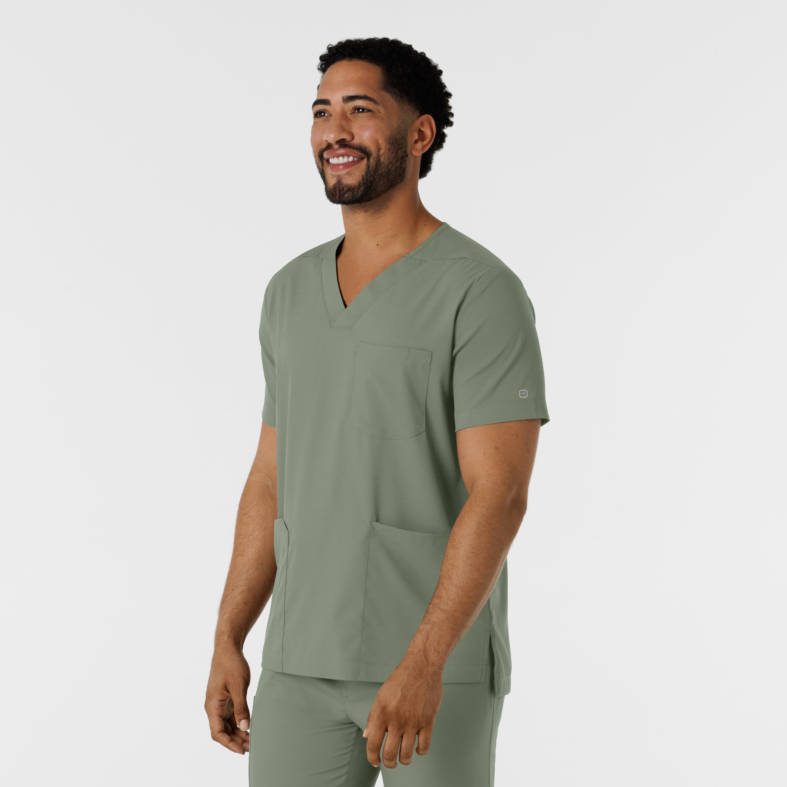 Boundless 6351 Men's Multi Pocket V-Neck Scrub Top Sage