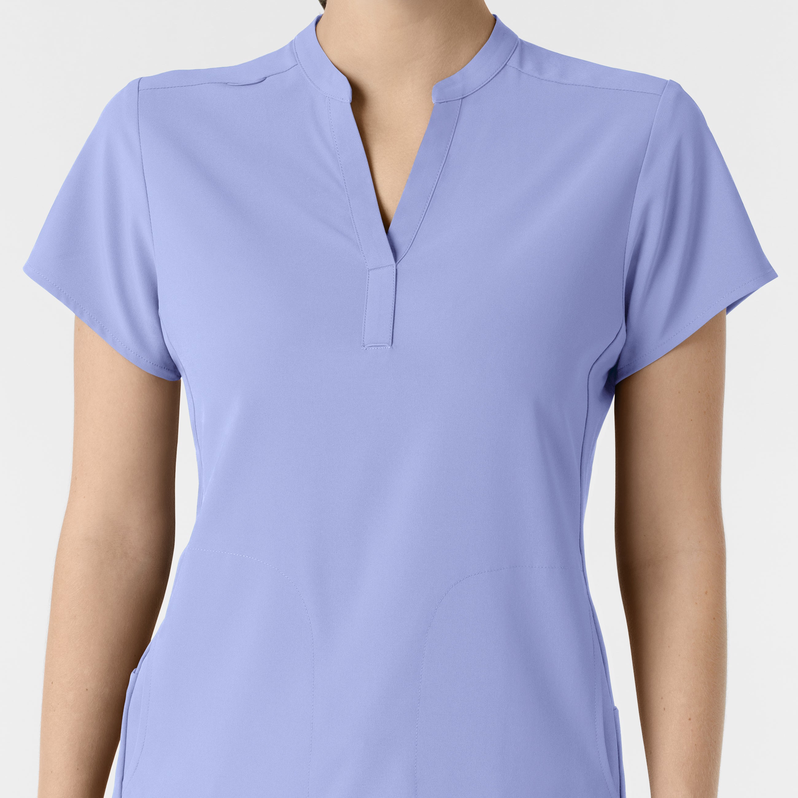 RENEW 6734 Mandarin Collar Scrub Top Ceil Blue