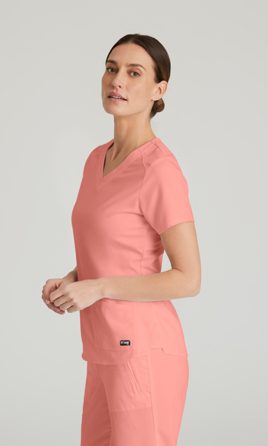 Grey's Anatomy Stretch GRST011 Emma Scrub Top Bright Papaya