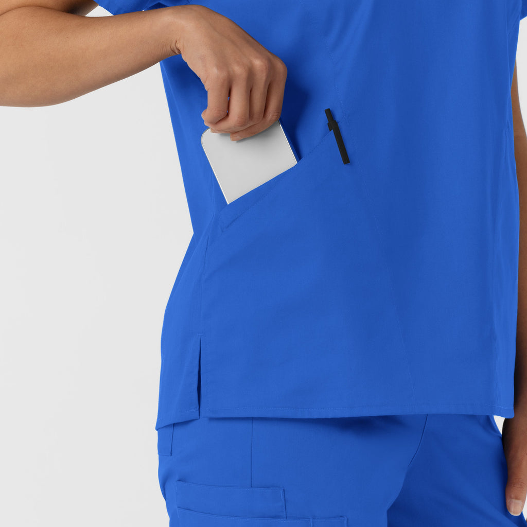 WonderWORK 106 Curved V-Neck Scrub Top Royal