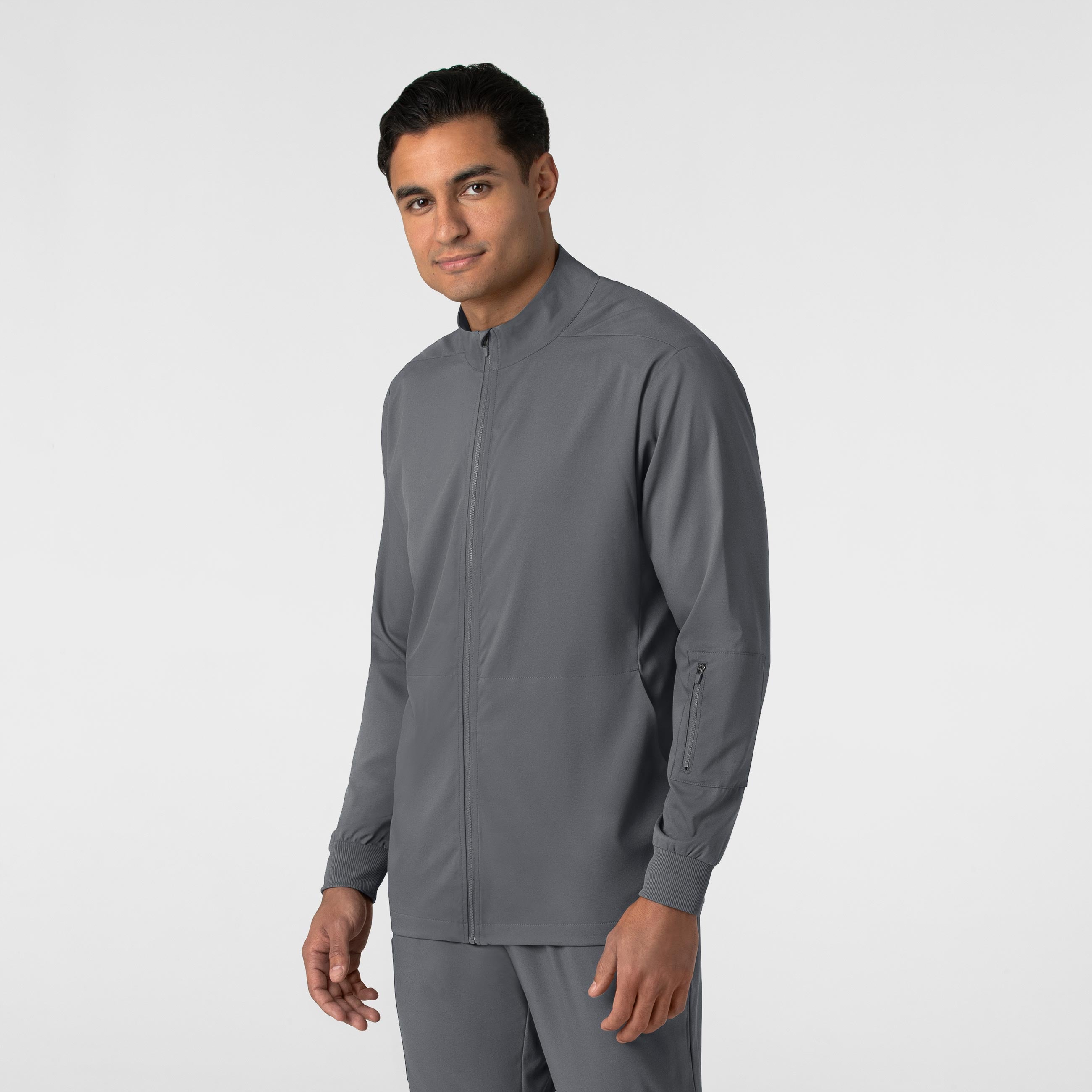 Boundless 8351 Men's Warm Up Scrub Jacket Pewter